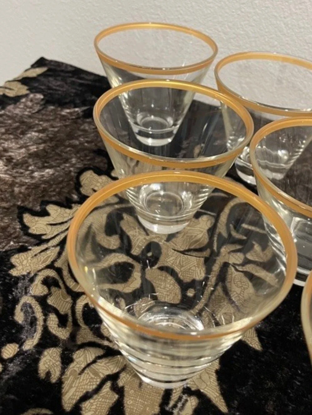 MCM Gold Rim Vodka/Cocktail Glasses Set Of 2 - Picture 5 of 13